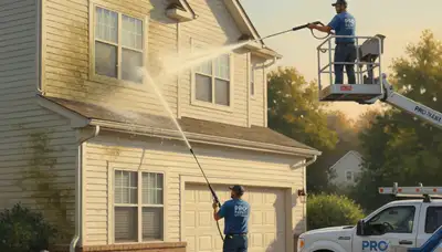 Tulsa Paint Pros pressure cleaning vinyl siding in Tulsa, OK to remove mold and grime