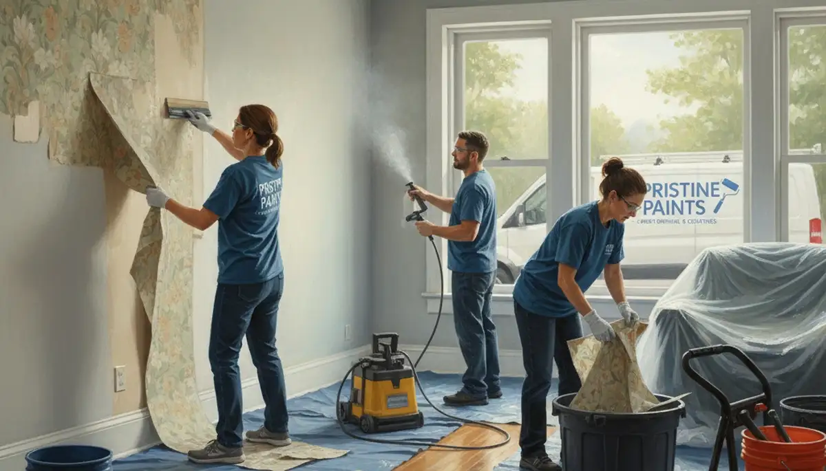 Wallpaper removal service in Tulsa, OK by Tulsa Paint Pros for clean, safe wall prep